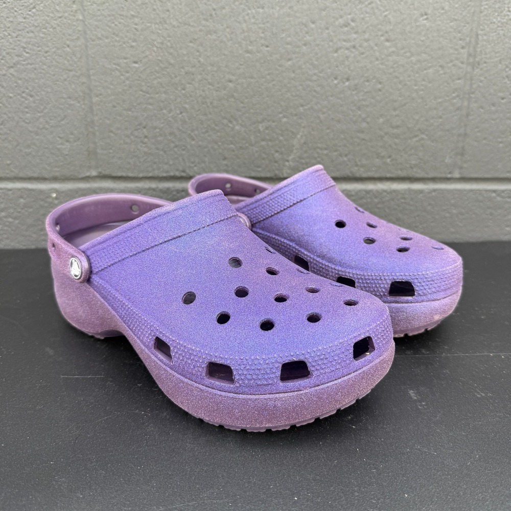 Crocs Women's Classic Platform Glitter Clog US 10 Dark Iris 207241-5AS Sandals - Picture 2 of 6